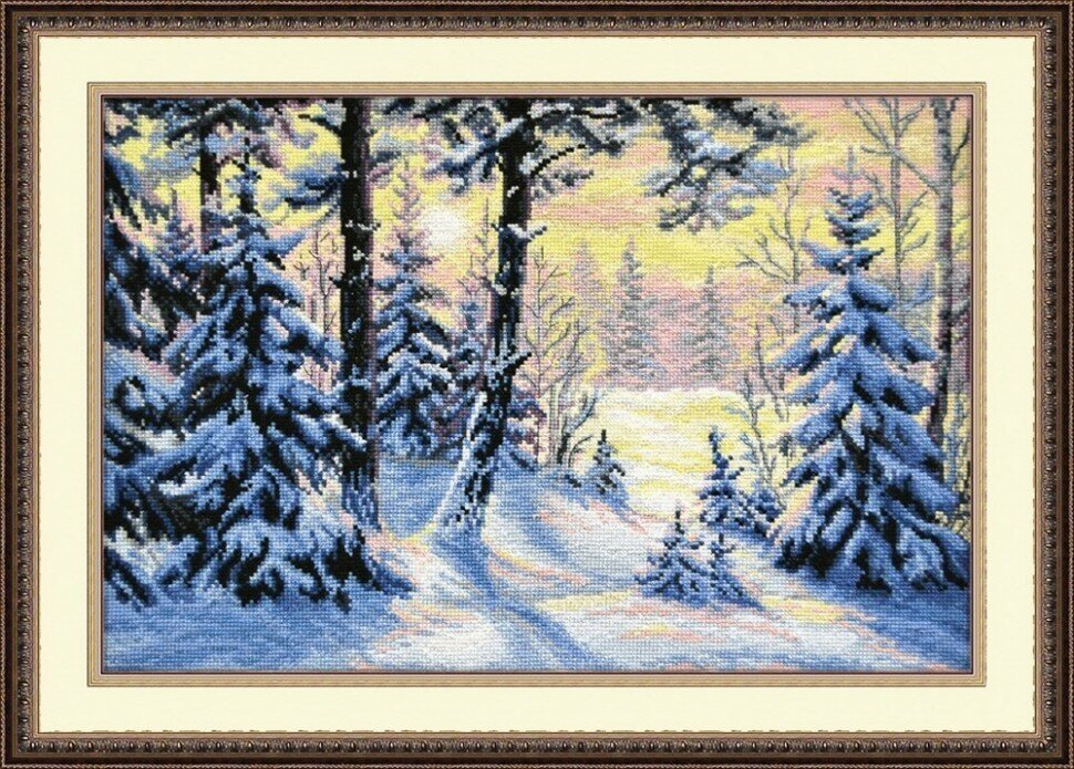 Зимний лес #698 Овен Набор для вышивания 40 x 27 см Счетный крест