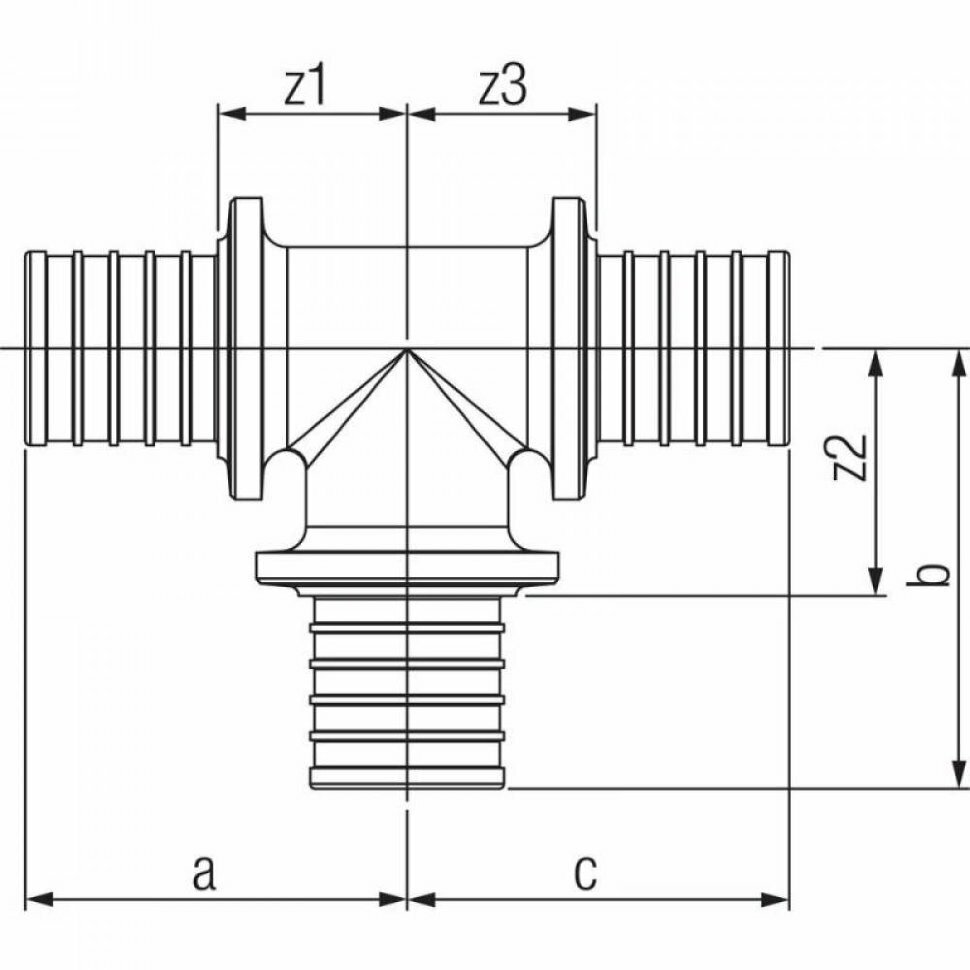 Platinum RX 13777461001 Тройник с уменьшенным боковым и торцевым проходами (2 x 25 мм, 32 мм, бронза) REHAU - фото №4