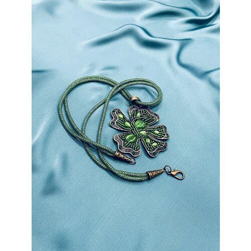 Колье Jewellery by Marina Orlova, бисер, длина 55 см, зеленый цепочка женская с кулоном в форме полумесяца