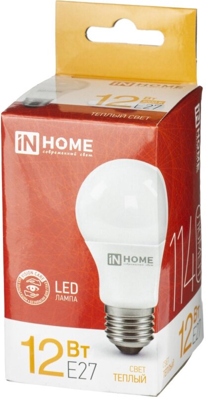 Упаковка ламп INHOME LED-A60-VC, 12Вт, 1080lm, 30000ч, 3000К, E27, 10 шт. - фото №2