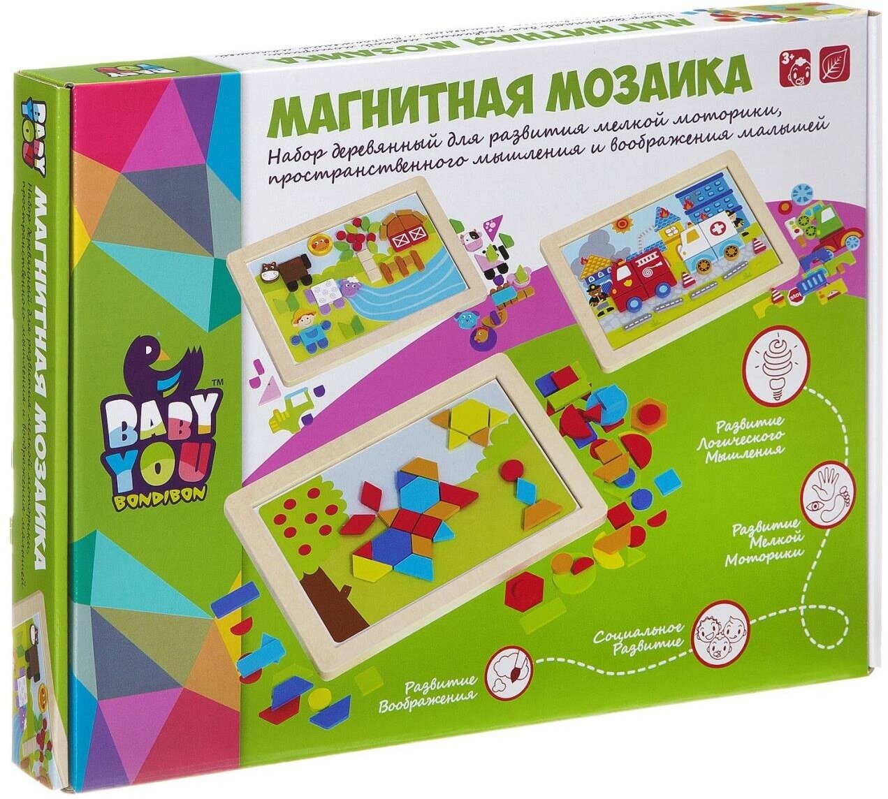 Игр. дерев, магнитная мозаика, ферма, Bondibon, BOX, 37х28х3 см, арт. TKC462