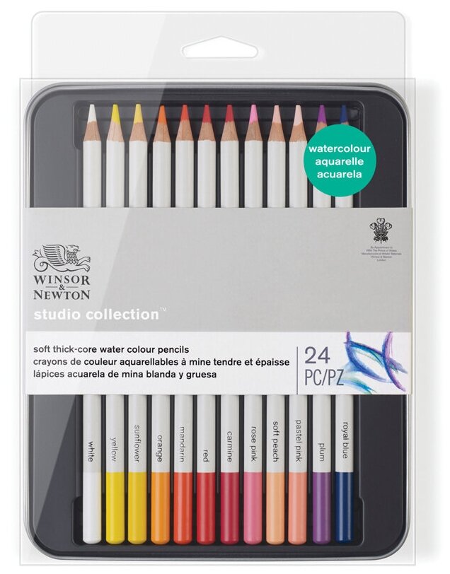 Набор акварельных карандашей Winsor&Newton, 24 цв, метал коробка