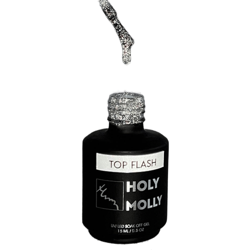 HOLY MOLLY Верхнее покрытие Top Flash, Silver, 15 мл, 50 г topshopnails топ flash 4 15мл