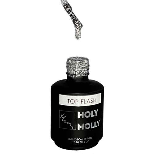 HOLY MOLLY Верхнее покрытие Top Flash, Silver, 15 мл, 50 г топ для гель лака светоотражающий wula nailsoul flash top coat 10 мл