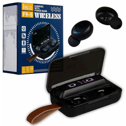 Наушники Bluetooth ISA F9-5 вакуумные TWS дисплей черные 95600₽