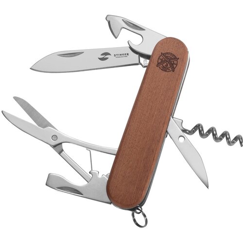 Нож перочинный Stinger, 90,5 мм, 11 функций, рукоять из древесины сапеле, коричневый, в картонной коробке FK-K5019-6P