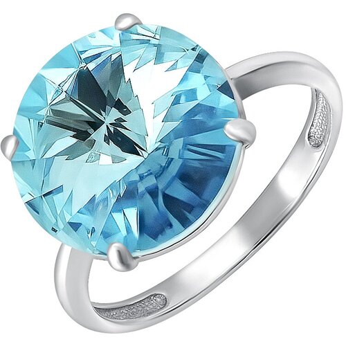 Кольцо Яхонт, серебро, 925 проба, кристалл, размер 17.5, голубой, серебряный