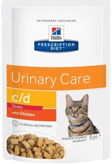 Корм для кошек Hills Hill's Prescription Diet C/D Feline Urinary Stress with Chicken in Gravy профилактики цистита при стрессе и урологическом синдроме, Курица 12шт.*85г