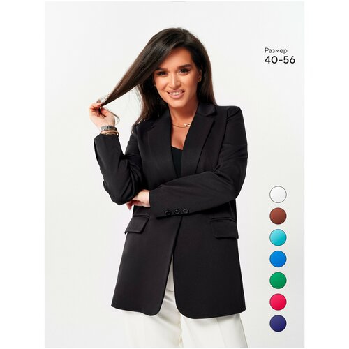 Пиджак EMILY COOPER, удлиненный, оверсайз, размер 52, черный