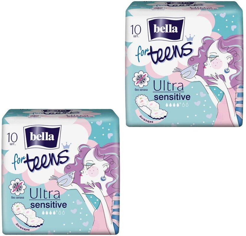 Bella прокладки for teens ultra sensitive, 4.5 капли, 10 шт/уп * 2уп