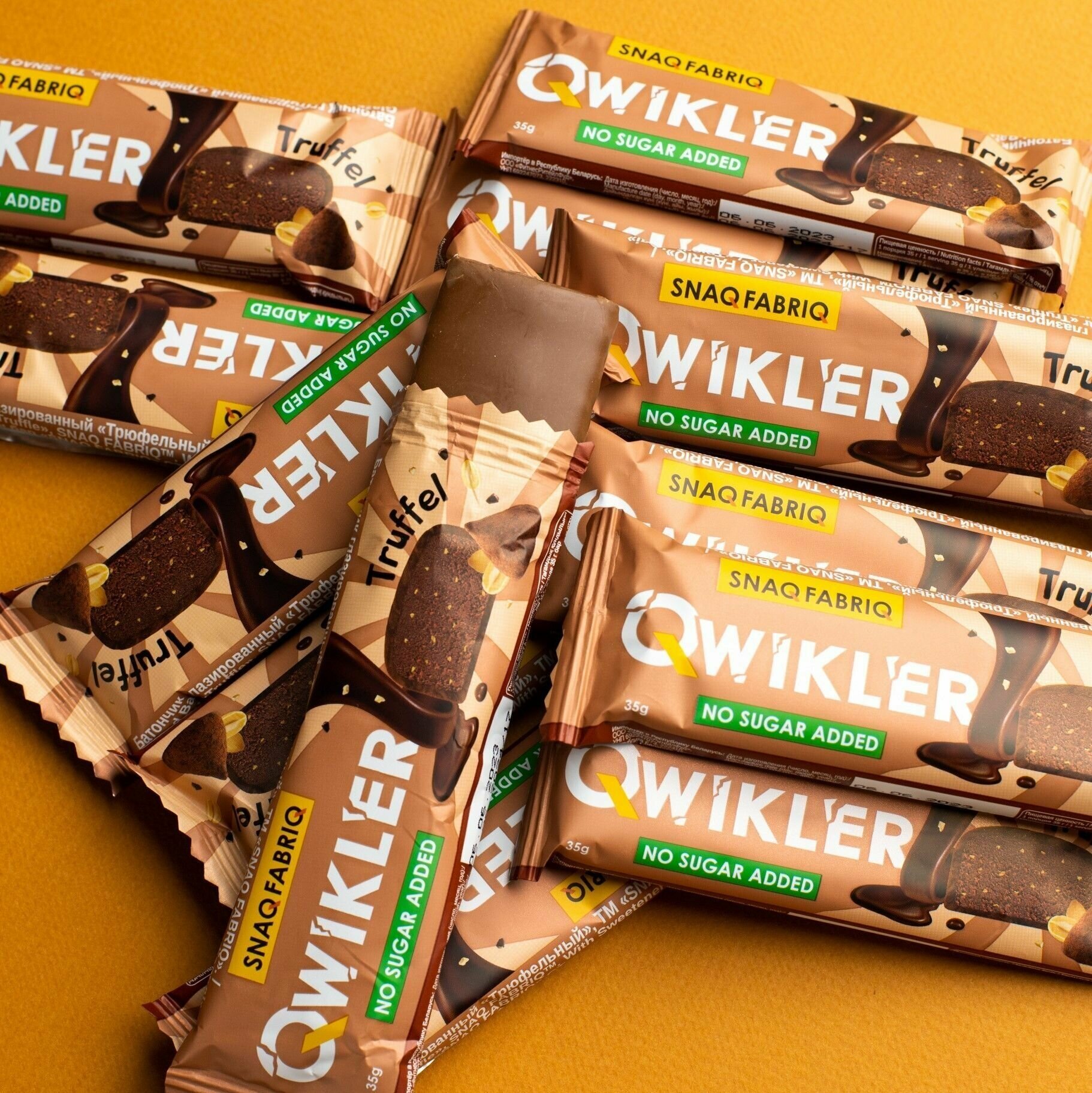 SNAQ FABRIQ Qwikler Батончик в шоколаде без сахара "Трюфель", 12шт х 35г - фотография № 4