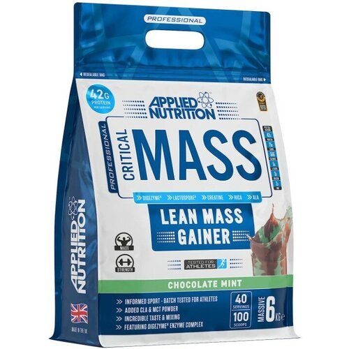 applied nutrition critical mass lean mass gainz strawberry 6 kg Applied Nutrition Critical Mass Prof. 6 кг ( Шоколад-Минт ) Гейнер для набора массы, Ускоренный рост мышц, Комплекс Белки + углеводы