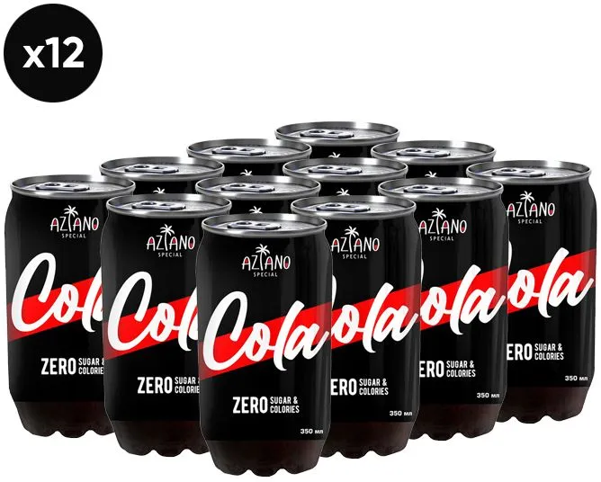 Напиток газированный Aziano Cola Zero (Кола зеро) 0.350 л упаковка 12 штук - фотография № 1