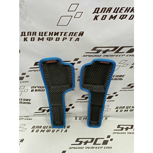 Автомобильные прессованные коврики на пороги в салон LADA PRIORA черный ромб синий кант 800₽