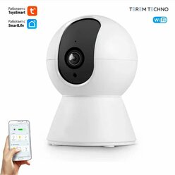 Умная WiFi беспроводная IP видеокамера Terem Тechno для видеонаблюдения Tuya / Smart Life / Digma поворотная на 355 гр карта до 128 гб с датчиком движения ночной режим