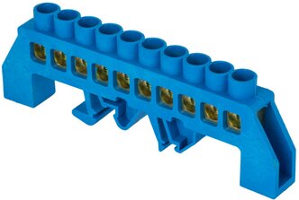 Шина 0 N (8х12мм) 10 отверстий латунь синий нейлоновый корпус комбинированный розничный стикер EKF PROxima