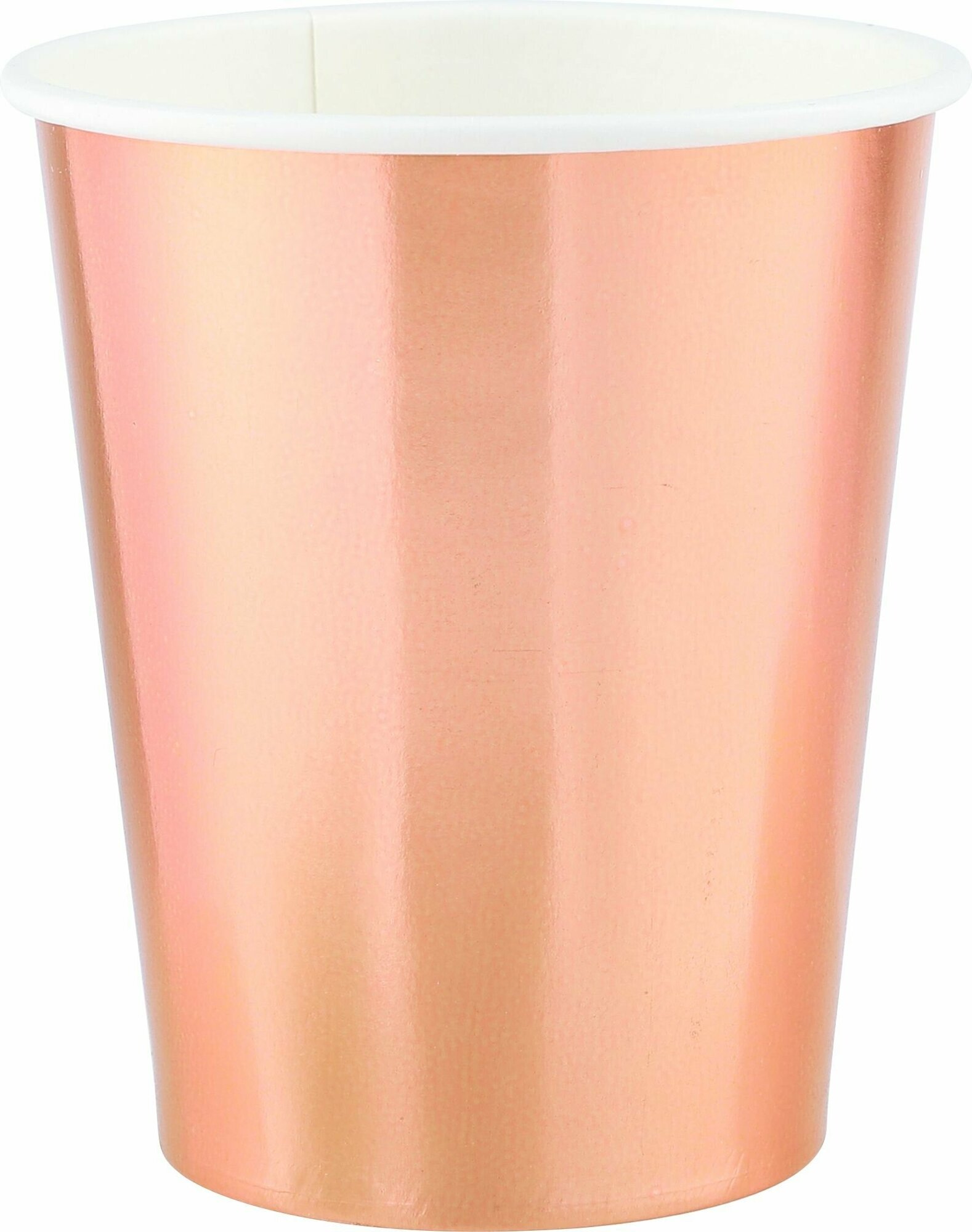 Стаканы одноразовые, бумажные для праздника (250 мл) Розовое Золото, Металлик, 6 шт.