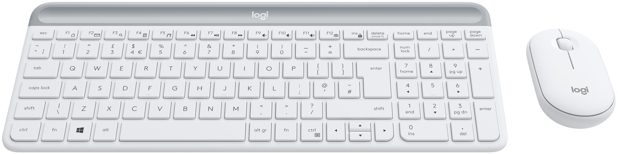 Клавиатура и мышь Wireless Logitech 920-009207 USB, клавиатура: белая, 104 клавиши; мышь: белая, 1000 dpi, 3 кнопки - фото №1