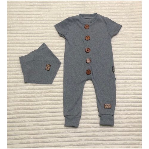 фото Серый комбинезон с нагрудником для малыша 12 - 18 мес., 80 - 86 см popshops