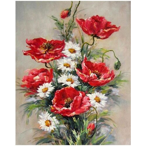 Алмазная мозаика на подрамнике 40x50 Букет цветов натюрморт