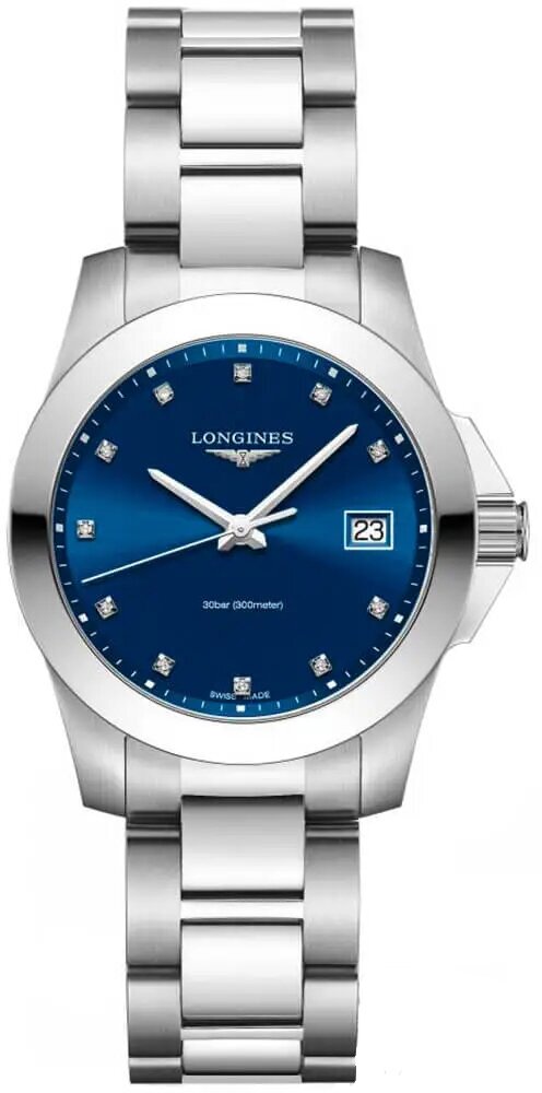 Наручные часы LONGINES Conquest, синий, серебряный