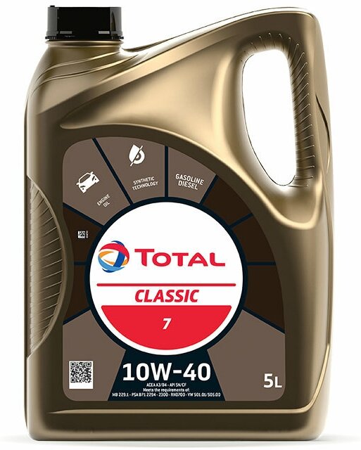 Масло моторное TOTAL Classic 7 10W40, полусинтетика, 5литров 213691