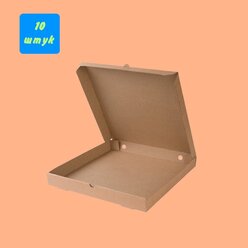 Гофрированная картонная коробка 250*250*40мм для пиццы и пирогов, Крафт из 3-х слойного микрогофрокартона бурый (Д 22-25 см), 10 штук