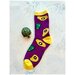 Женские носки с принтом авокадо 1 пара, фиолетовые, без шва, универсальный размер 36-41