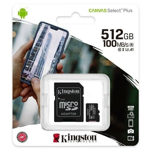 Карта памяти MicroSD 512Гб Kingston SDCS2/512GB карта памяти microsdxc 512 gb kingston canvas select plus uhs i u3 100 мб с class 10 адаптер sdcs2 512gb