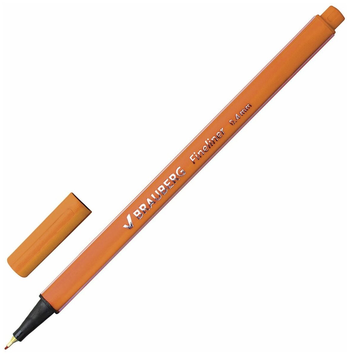 Ручка капиллярная Brauberg Aero, трехгранная, металлический наконечник, 0,4 мм, оранжевая (142249)
