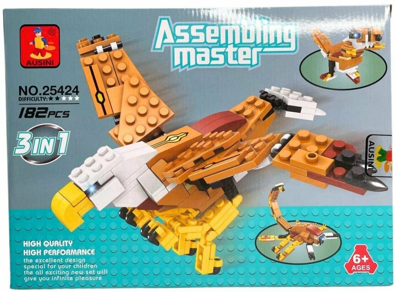 фото Конструктор детский 3 в 1 Герои хищники Ausini 182 детали Развивающий