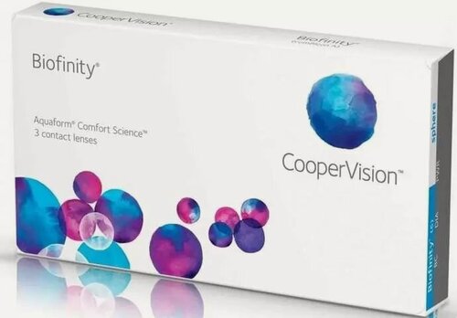 Изображение товара Контактные линзы CooperVision Biofinity, 3 шт, D - 3.0 \ BC 8.6, диаметр 14 мм
