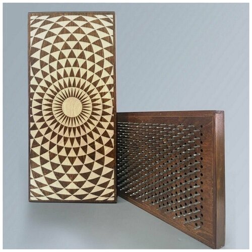 фото Доска садху с динамическими гвоздями, шаг 10мм, цвет венге модель паттерн мандала - 5 сила души и тела