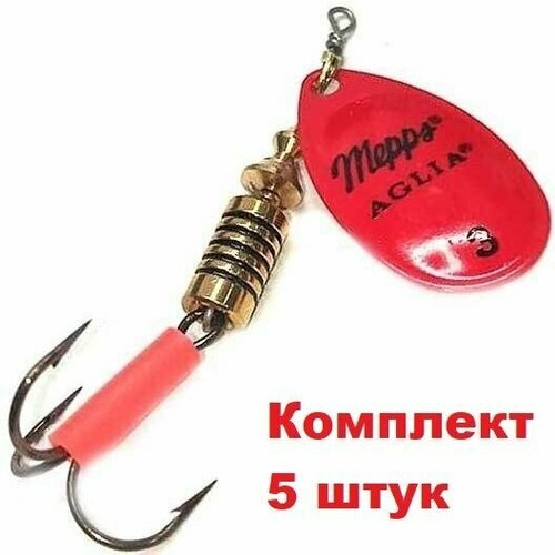 Блесна вращающаяся для рыбалки Mepps AGLIA FLUO, 0, Red, комплект из 5 штук блесна вращающаяся для рыбалки mepps aglia fluo 0 phosphor комплект из 5 штук