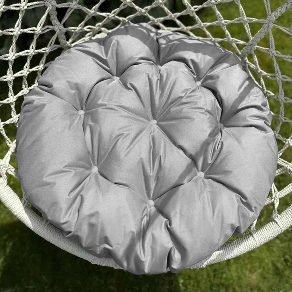 Круглая подушка для садовых качелей Вилли, напольная сидушка 60D, светло-серый - фотография № 3