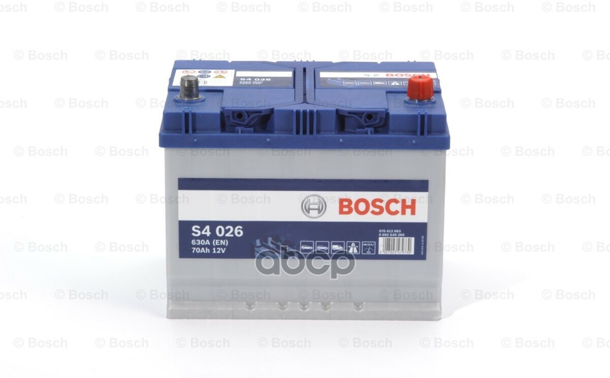 Аккумулятор Bosch S4 Легковой Sli 12V 70A/H 630A (260X175x225) Оп Bosch арт. 0092S40260