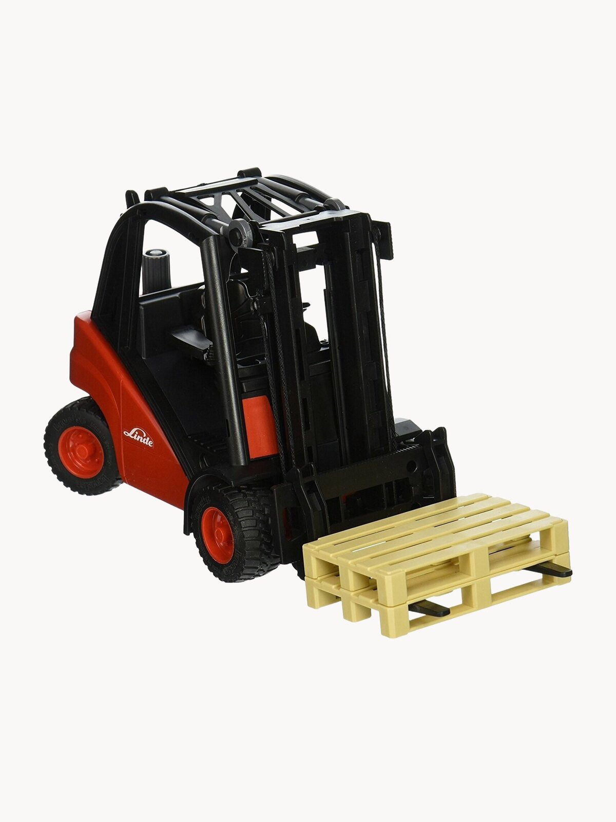 Погрузчик Bruder Linde H30D с паллетами 1:16 02511 29 см, красный/черный
