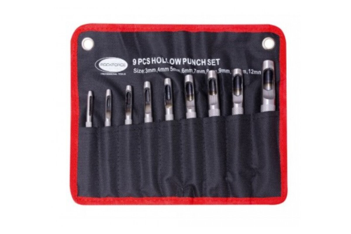 фото Набор пробойников ROCKFORCE RF-3991, 9 предметов, 3-10, 12 мм, блистер