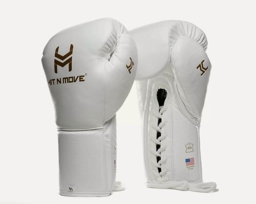 Изображение товара Перчатки боксерские HIT N MOVE ALL DAY Pro Balance Gloves (Lace Up), 14 унций, белые