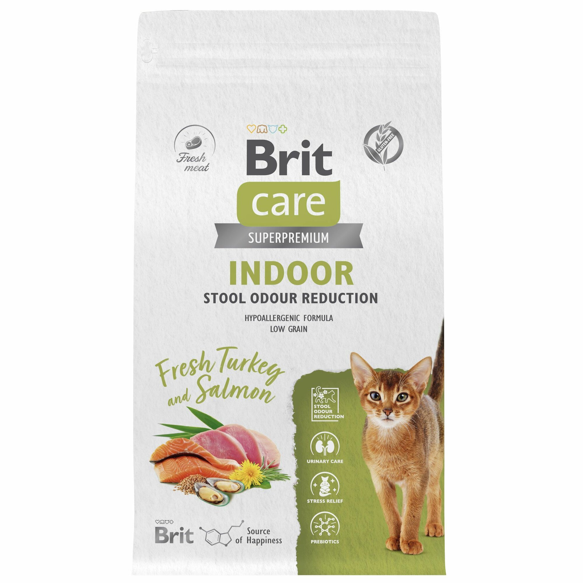 Сухой корм для кошек Brit Care Cat Indoor Stool Odour Reduction с индейкой, 1,5кг