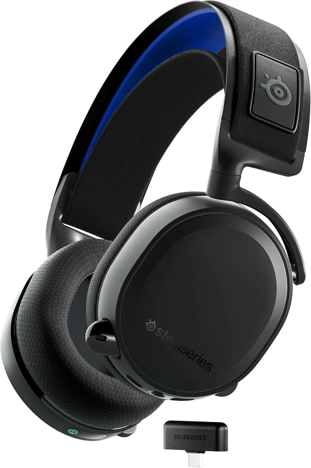 Гарнитура игровая SteelSeries Arctis 7P+, для компьютера и игровых консолей, мониторные, радио, черный [61462] — фото 1