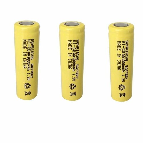 Аккумулятор SUNRISING AA (13, 5*48мм) 1000 мАh Ni-Cd 1.2 В, плоский + контакт, 3 шт