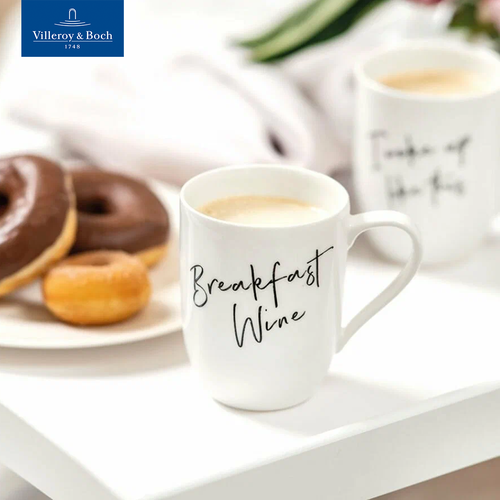 Villeroy & Boch Кружка для чая и кофе 340 мл, Breakfast Wine/Вино на завтрак, Statement, Премиум-Фарфор белый