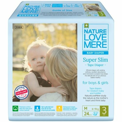 Подгузники Nature Love Mere 00621 супертонкие Super Slim M 6-9кг 24шт 2005₽