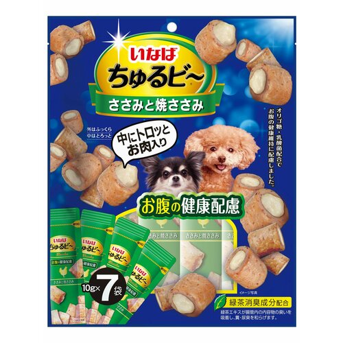 Лакомство INABA Churu Bee Запеченные трубочки с куриным филе для здоровья ЖКТ для собак 7х10г