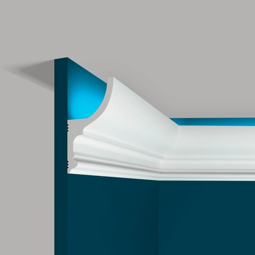 Изображение товара Плинтус потолочный 55х100 мм под покраску для натяжного потолка под подсветку полистирол Перфект Plus P79-1 метр