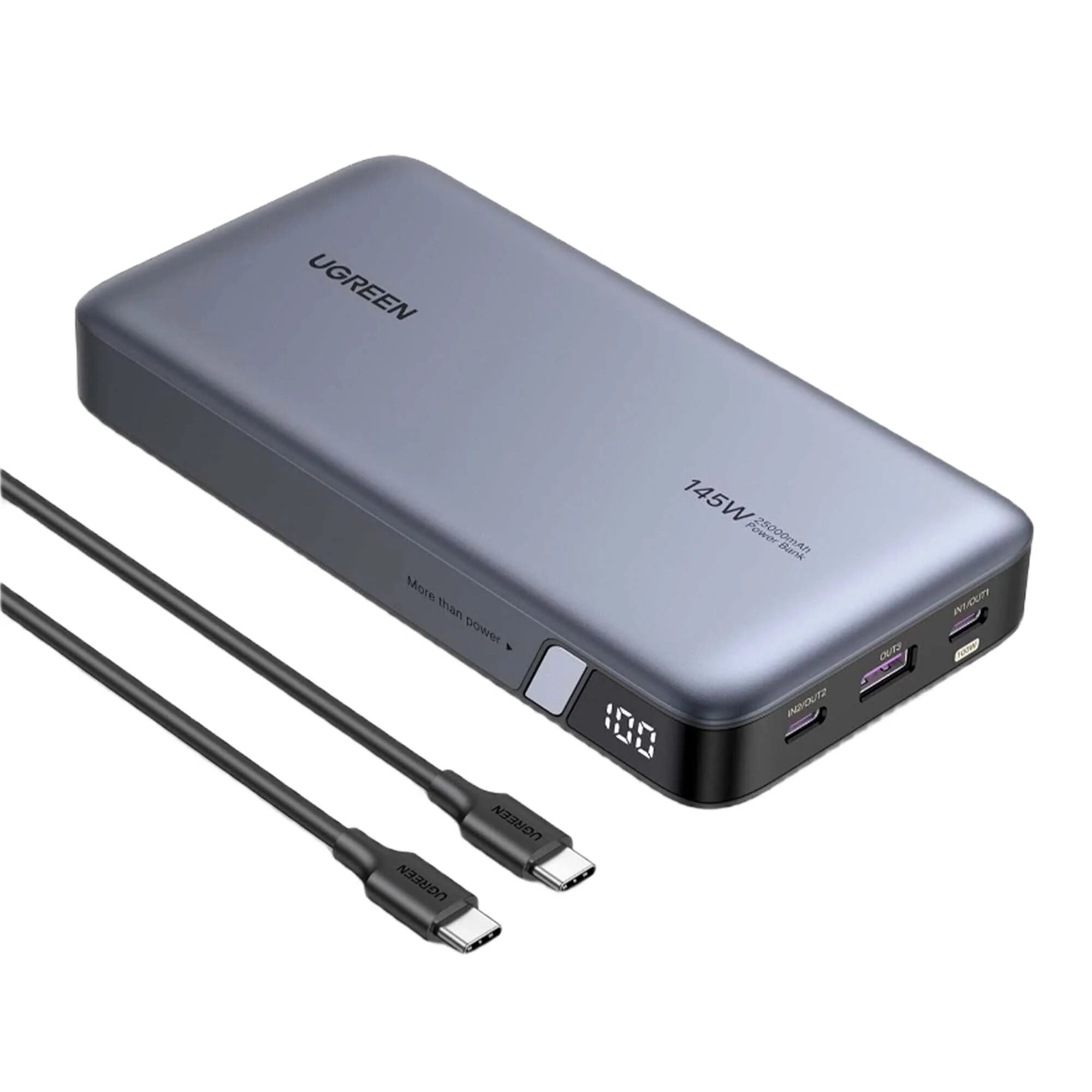 Внешний аккумулятор Ugreen PB205, 25000mAh, PD145W, 2хType-C +1хUSB-A , тёмно-синий — фото 1