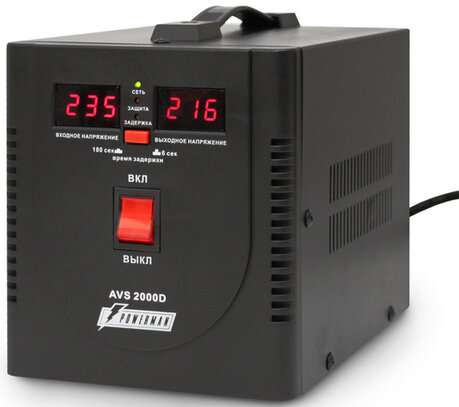 Стабилизатор напряжения Powerman AVS 2000D 2 розетки черный
