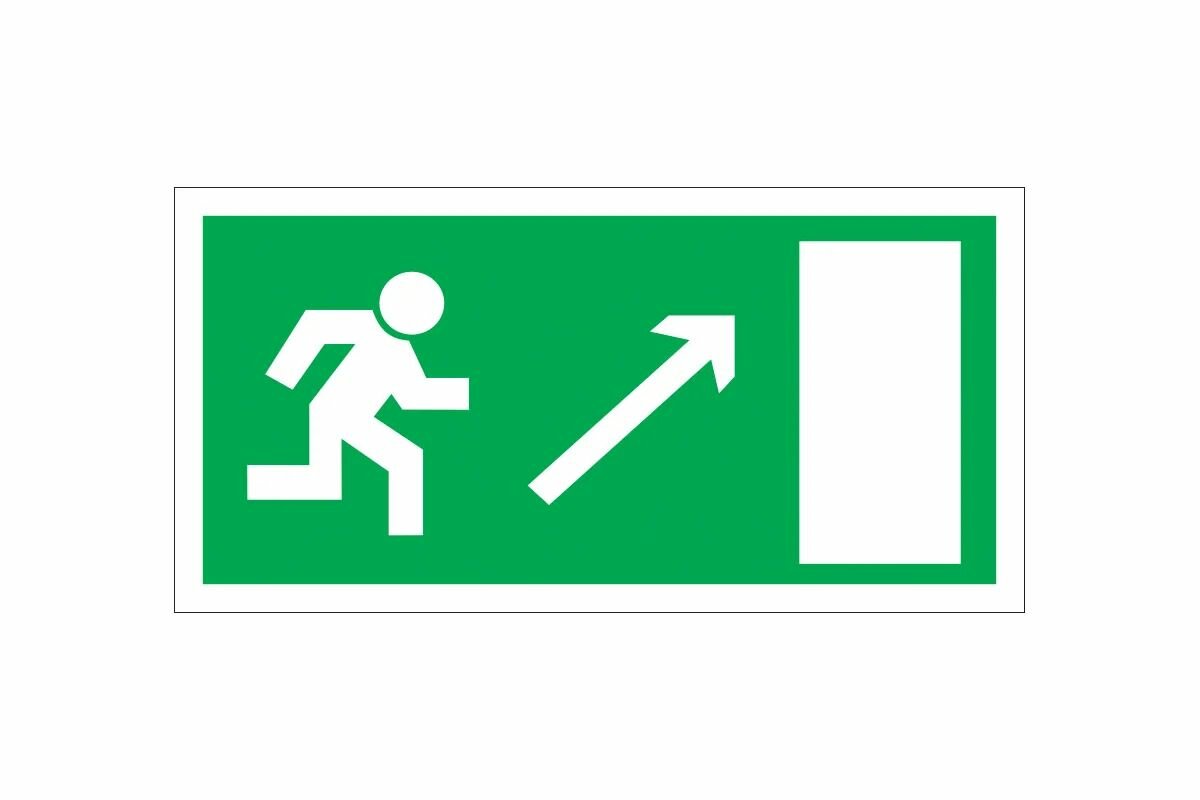 Пожарный знак Направление к эвакуационному выходу направо вверх, 150x300 мм