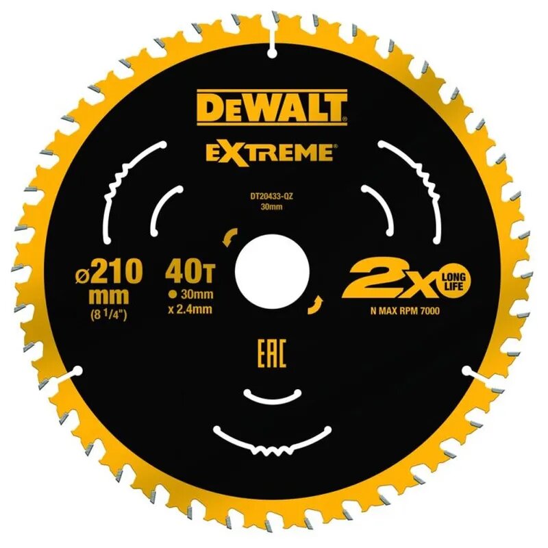 Диск пильный по дереву DeWALT "EXTREME" 40T 210х30мм DT20433-QZ